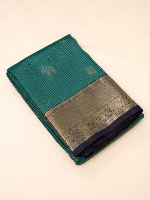 Peacock Blue Semi Silk Saree
