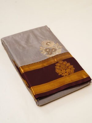 Silver Grey Semi Silk Saree