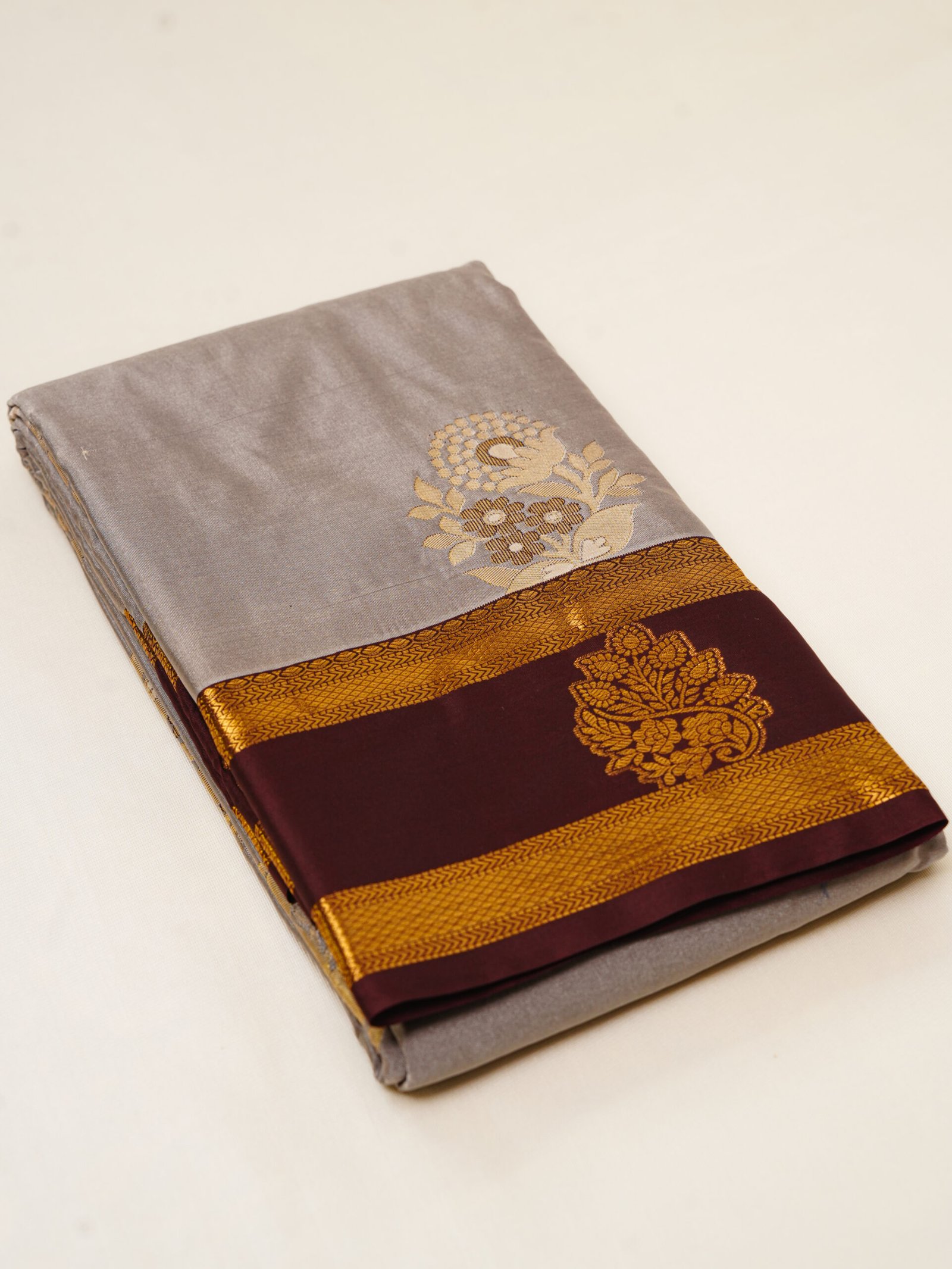 Silver Grey Semi Silk Saree