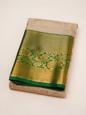 Cream Kanchipuram Brocade Saree