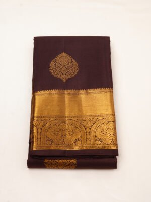 Dark Chocolate Brown Pure Kanchipuram Silk Saree
