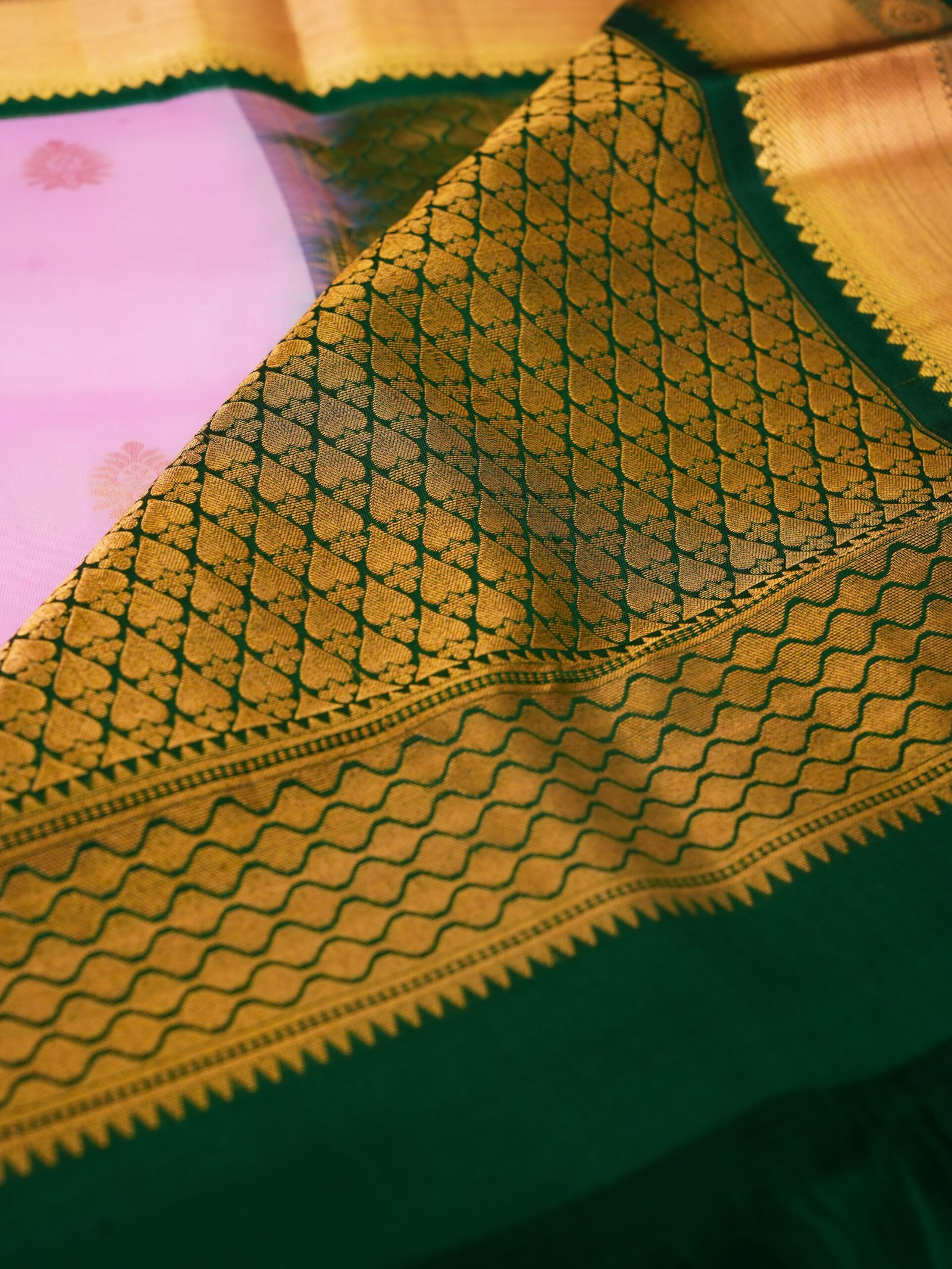 Soft Baby Pink Pure Kanchipuram Saree - Image 3