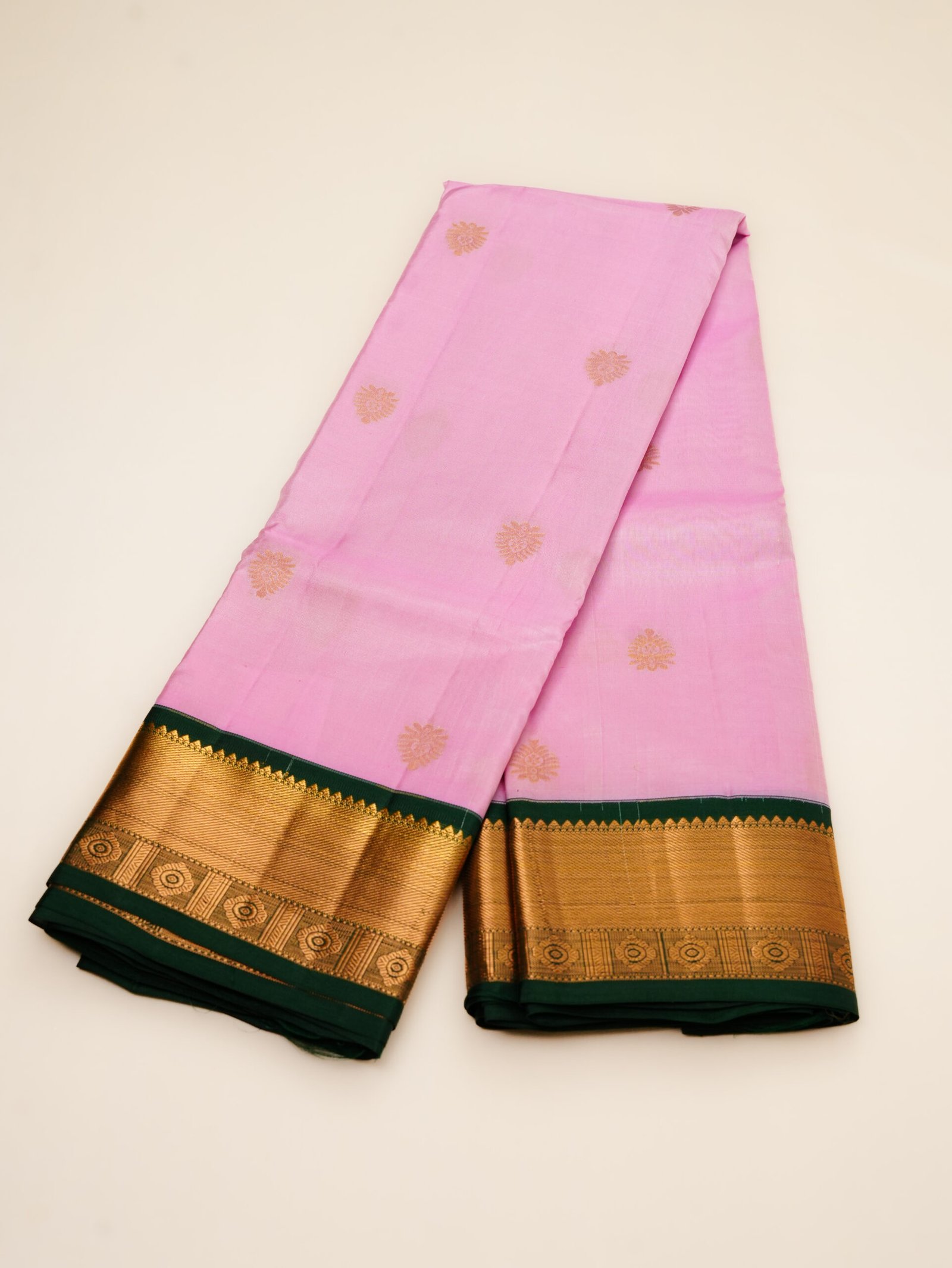 Soft Baby Pink Pure Kanchipuram Saree - Image 2