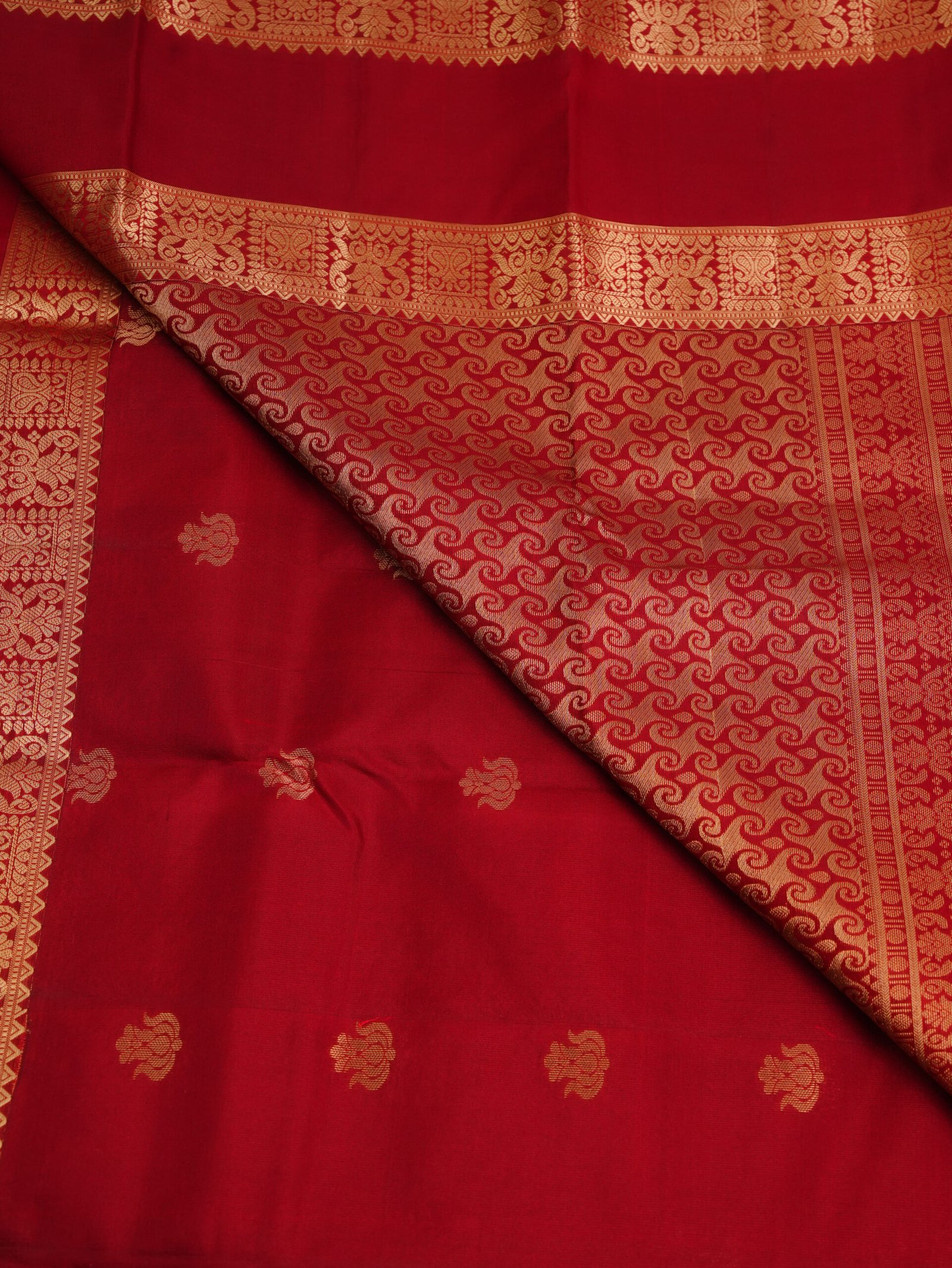 Deep Red Pure Kanchipuram Silk Saree - Image 3