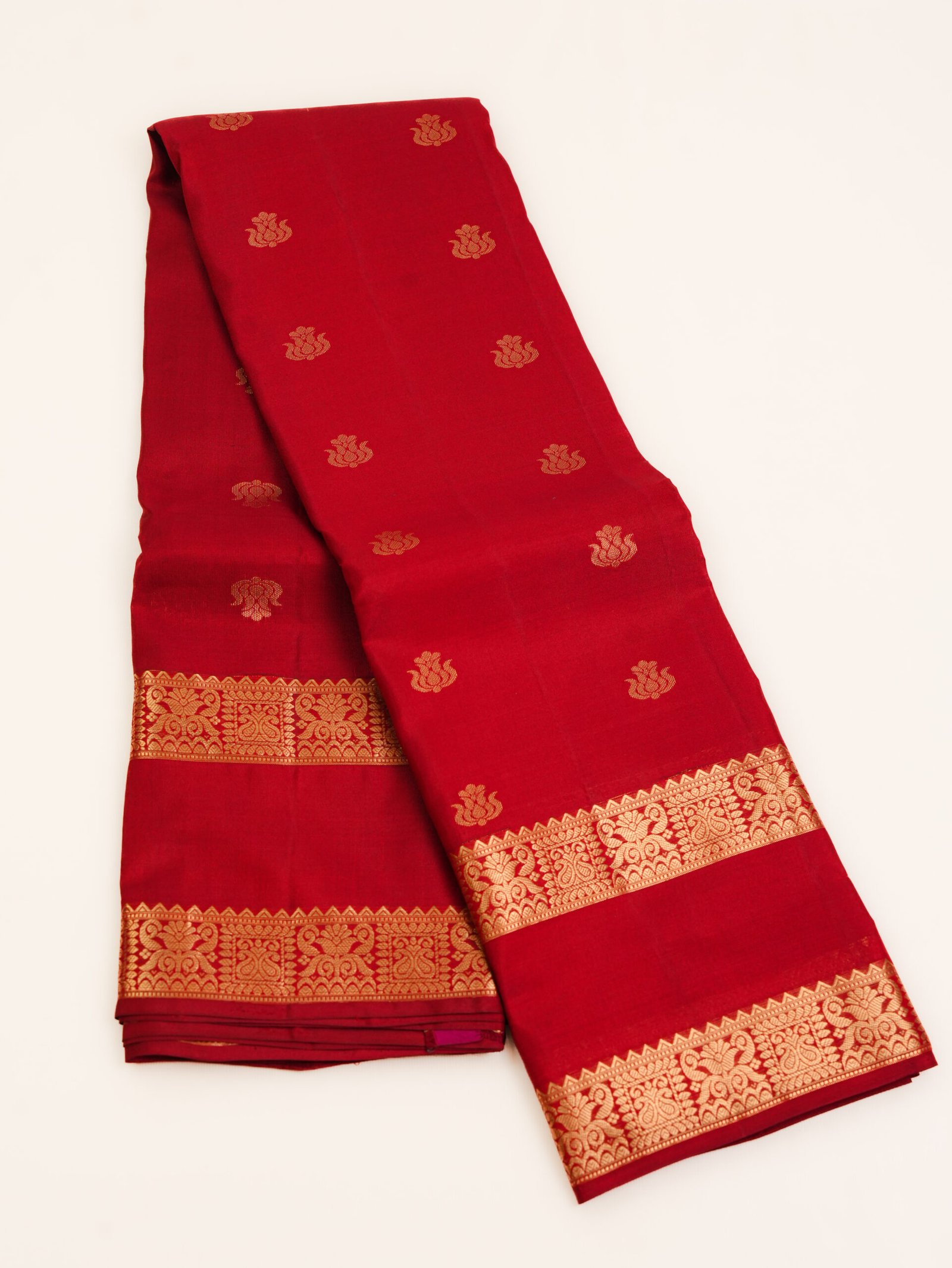 Deep Red Pure Kanchipuram Silk Saree - Image 2
