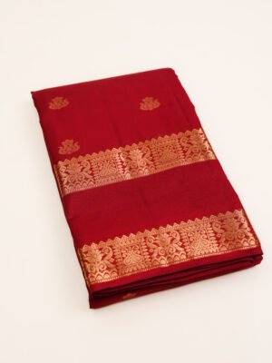 Deep Red Pure Kanchipuram Silk Saree
