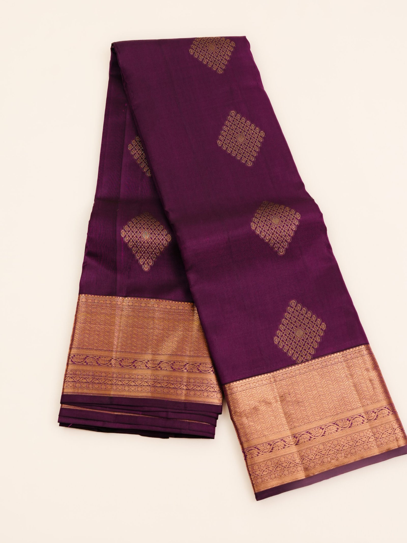 Royal Purple Pure Kanchipuram Silk Saree - Image 2