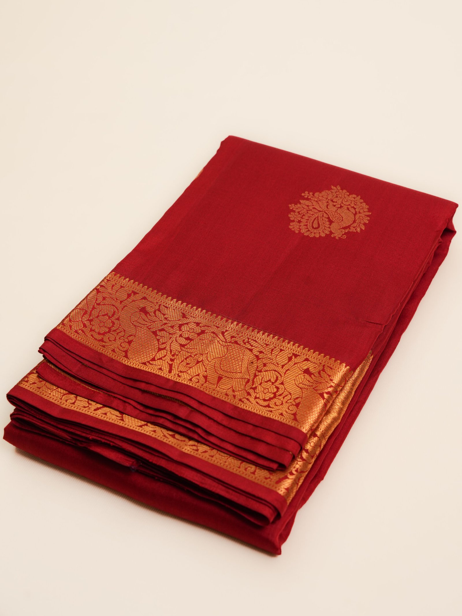 Rich Crimson Red Pure Kanchipuram Silk Saree