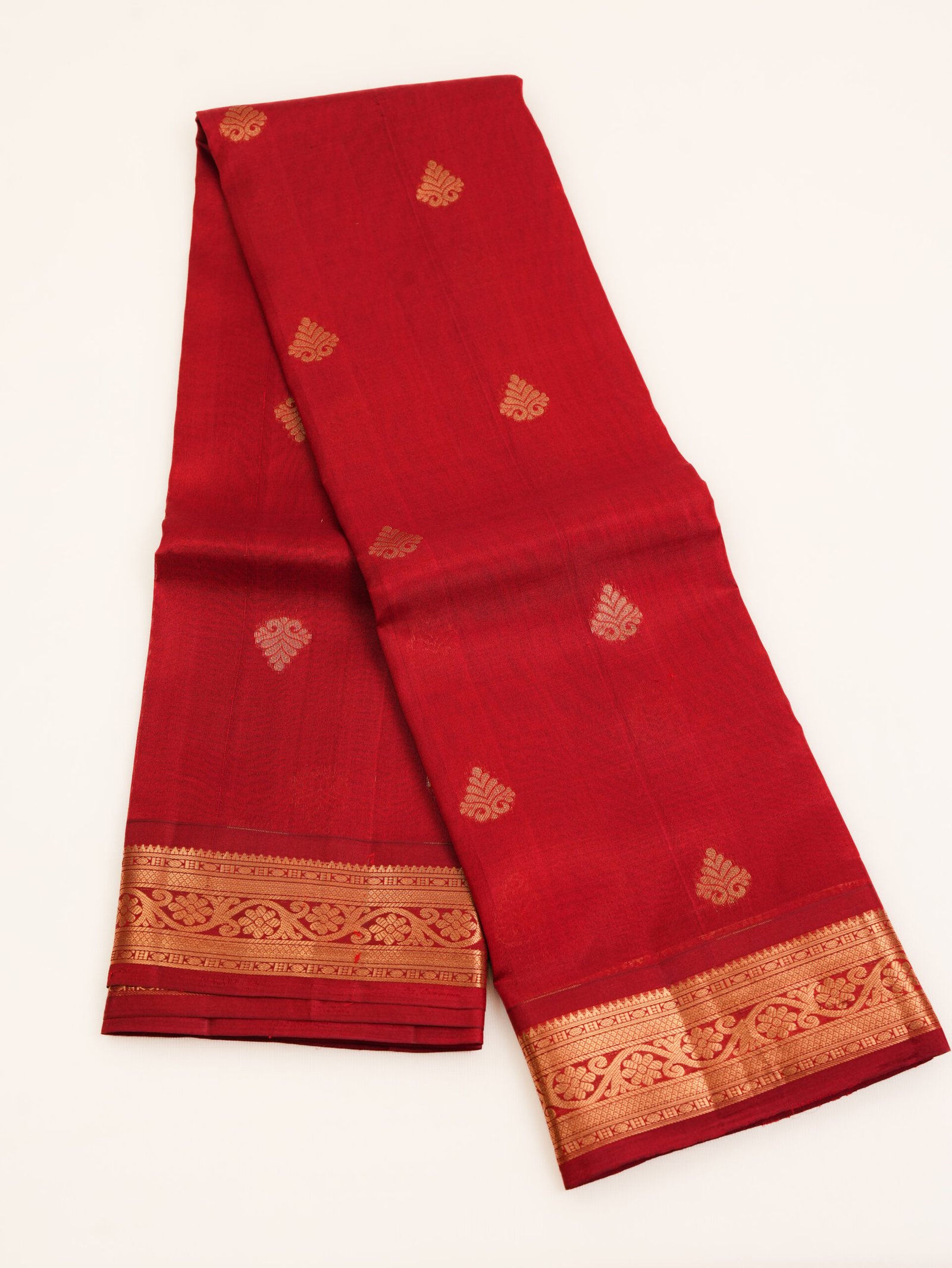 Ruby Red Pure Kanchipuram Silk Saree - Image 3