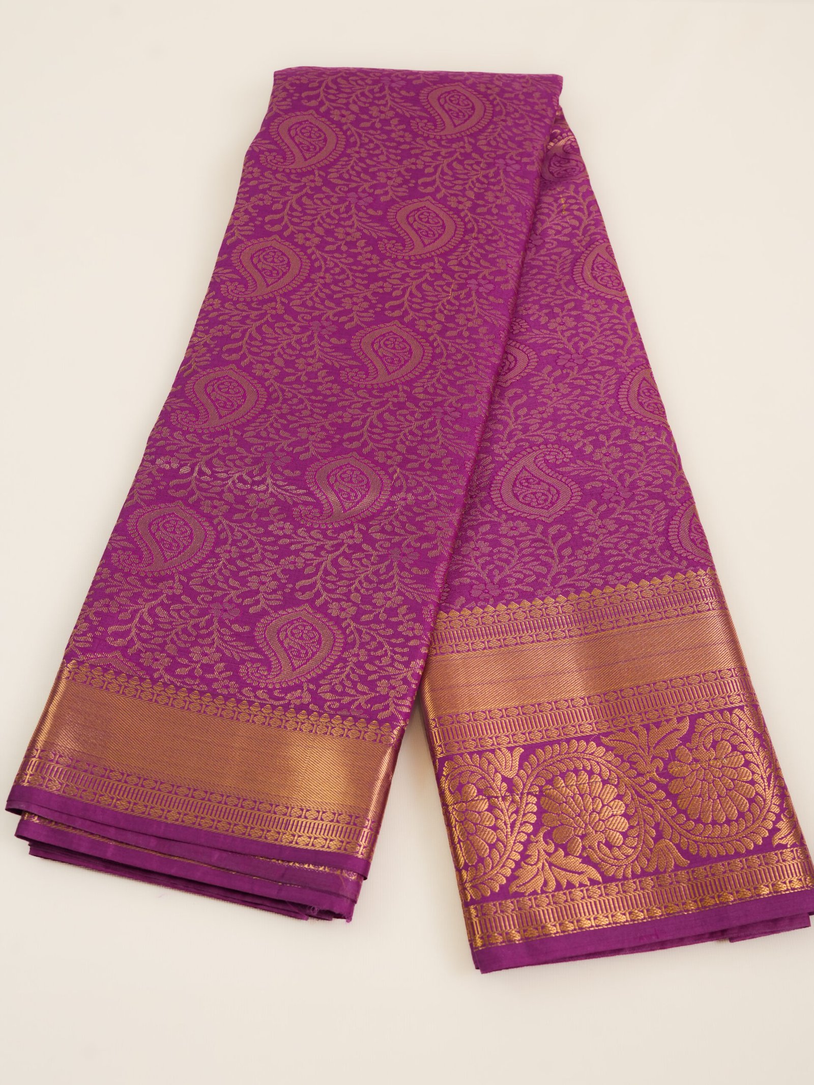 Purple Semi Silk Brocade Saree - Image 2