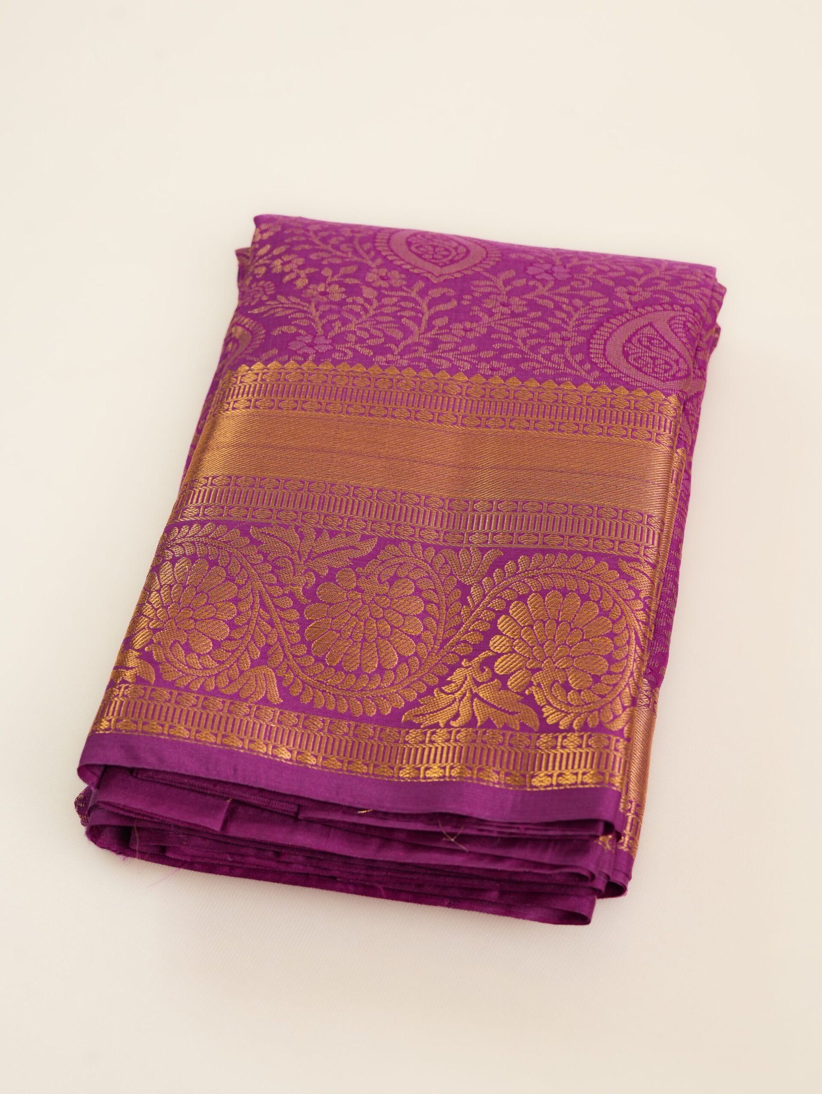 Purple Semi Silk Brocade Saree