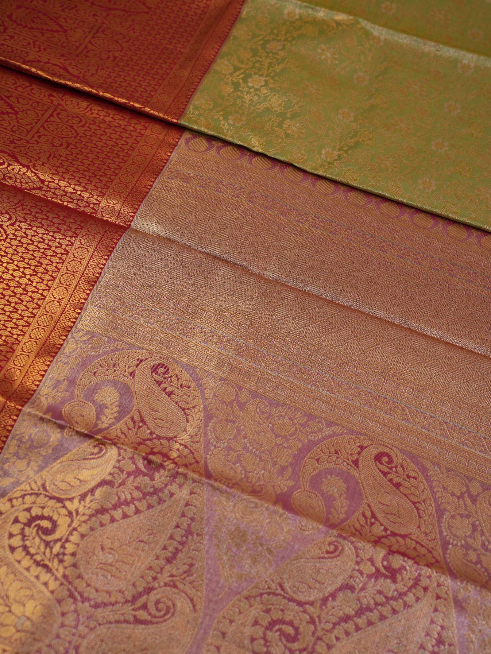 Light Pistachio Green Tissue Brocade Saree - Image 2