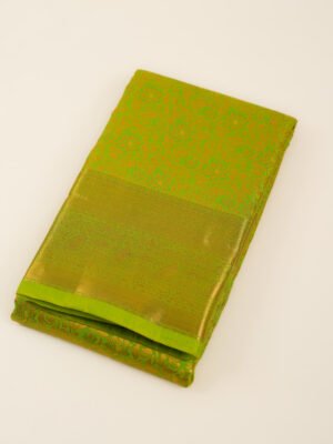 Parrot Green Semi Silk Brocade Saree