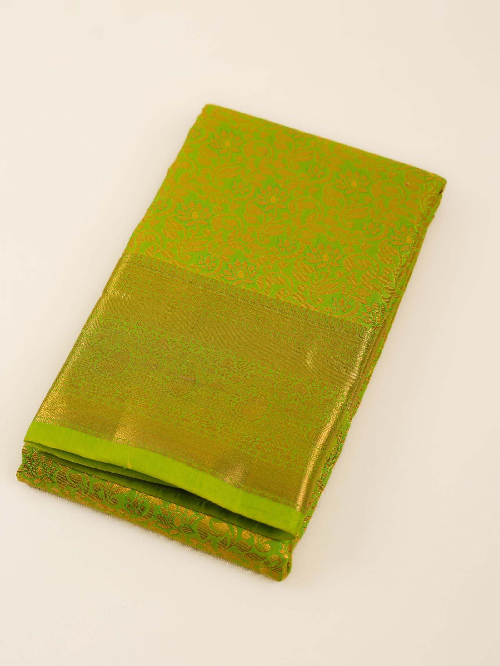 Parrot Green Semi Silk Brocade Saree