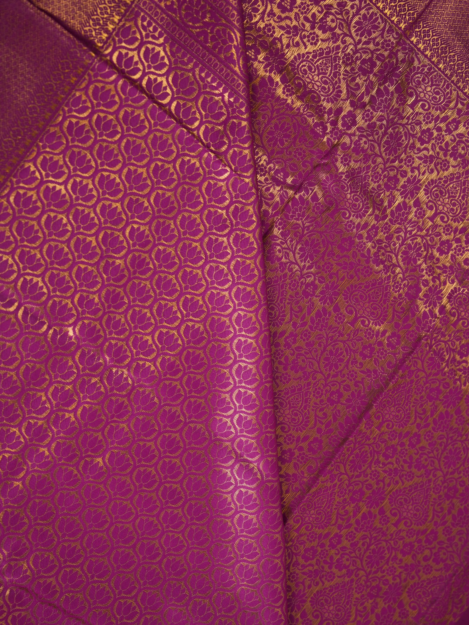 Magenta Purple Semi Silk Brocade Saree - Image 3