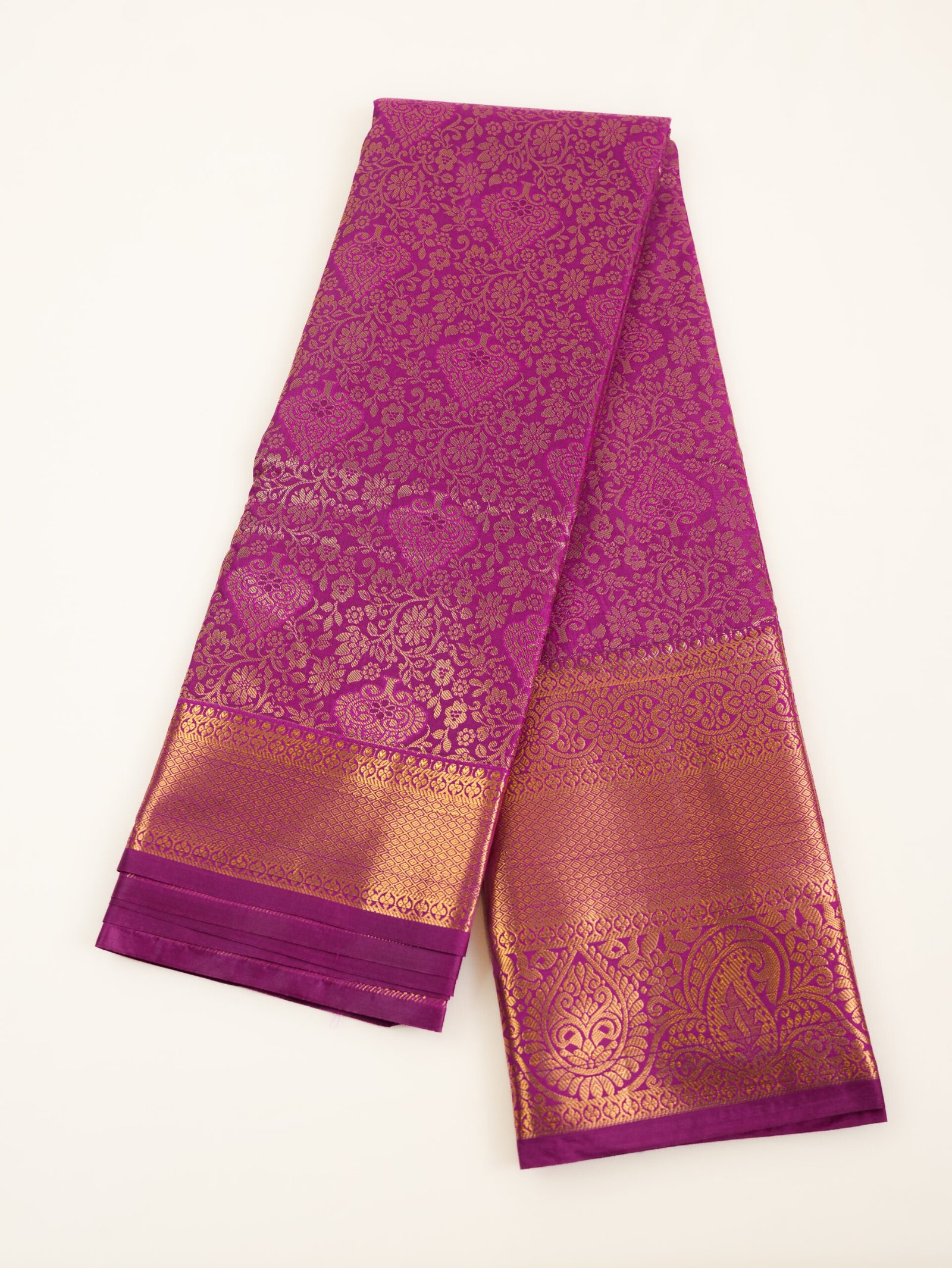 Magenta Purple Semi Silk Brocade Saree - Image 2