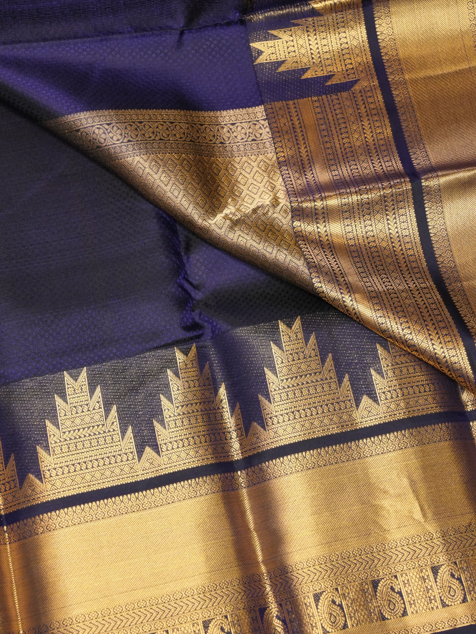 Navy Blue Soft Silk Saree - Image 2