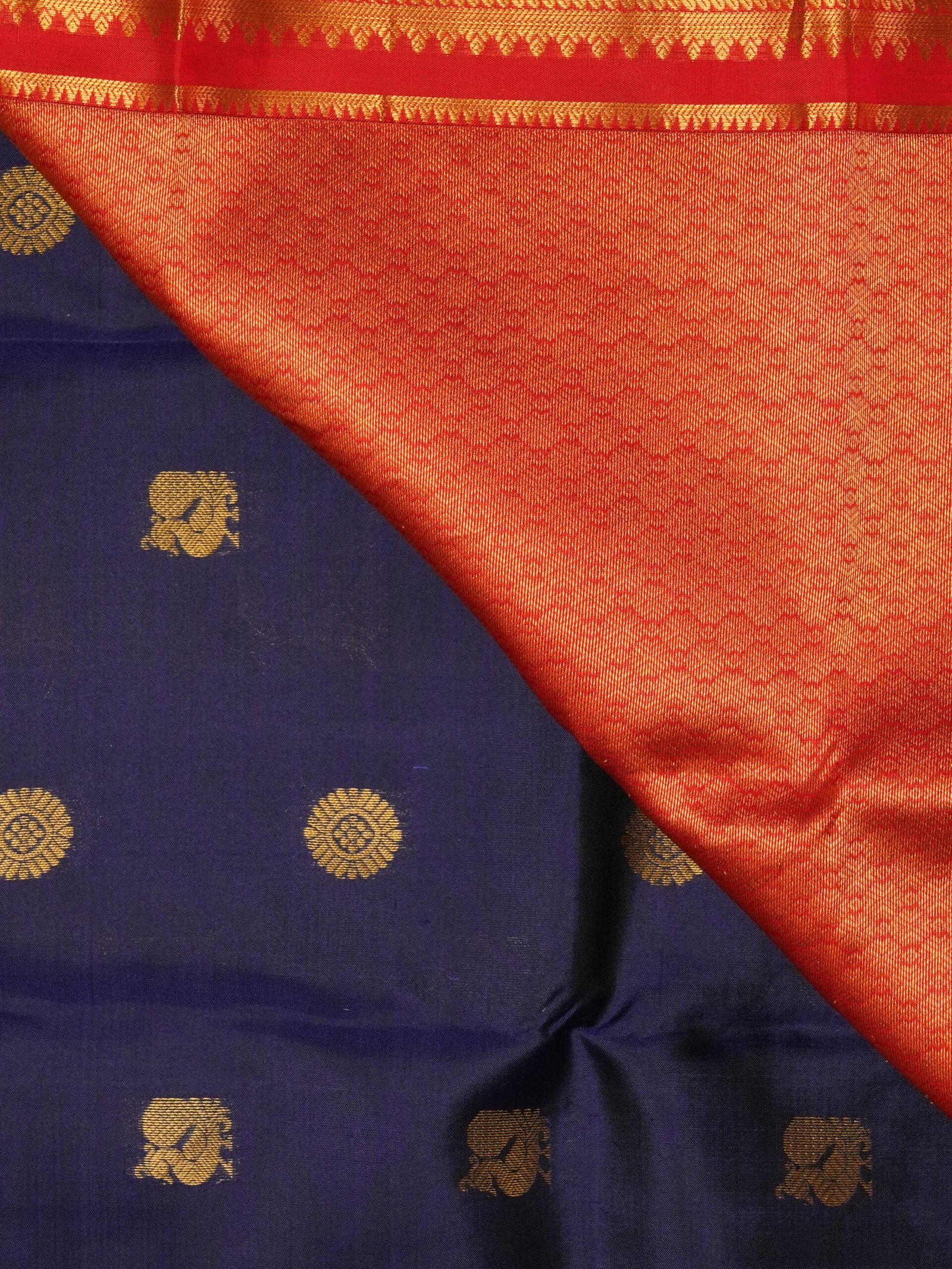 Midnight Blue Kanchipuram Soft Silk Saree - Image 2