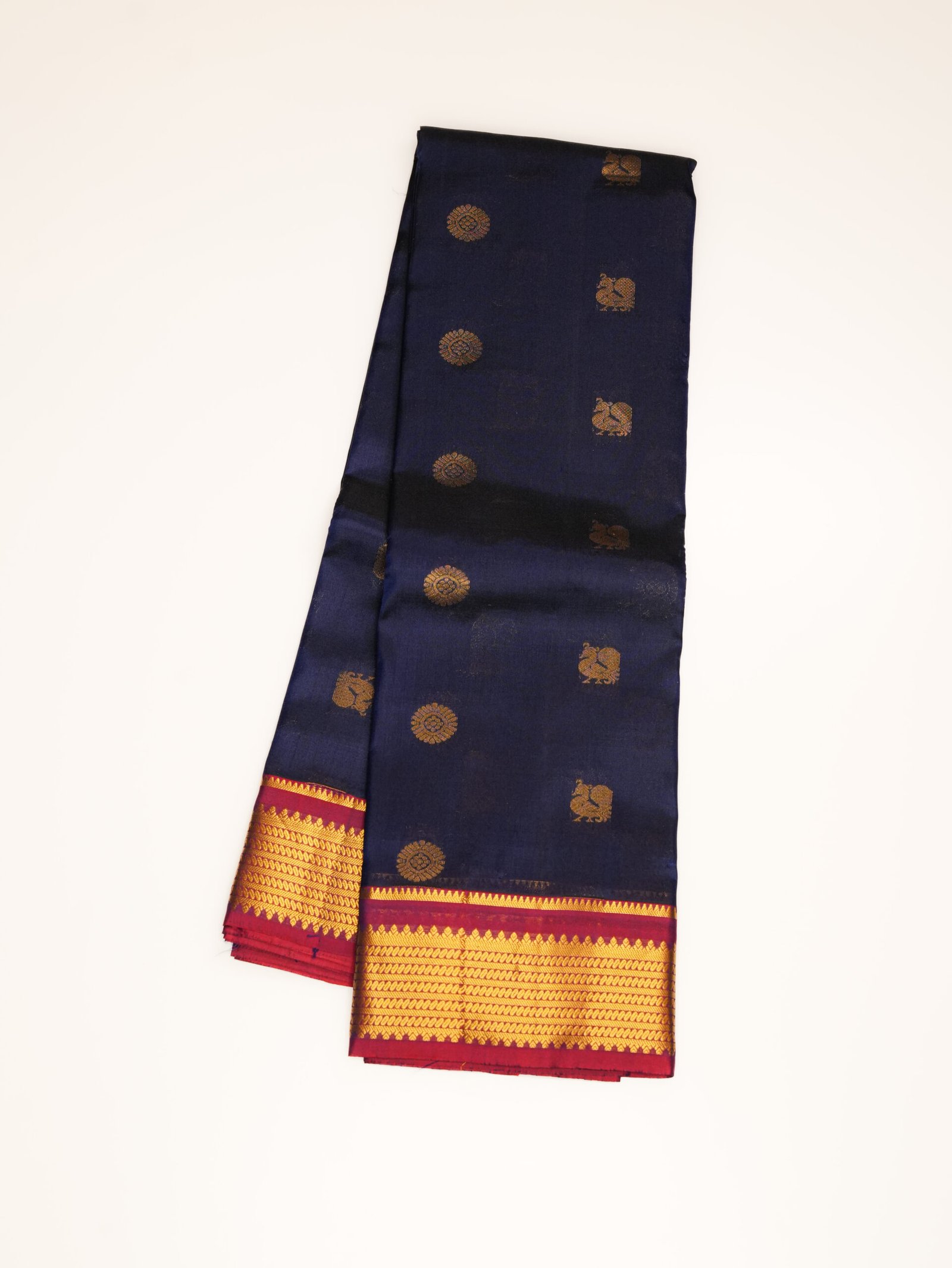 Midnight Blue Kanchipuram Soft Silk Saree - Image 3