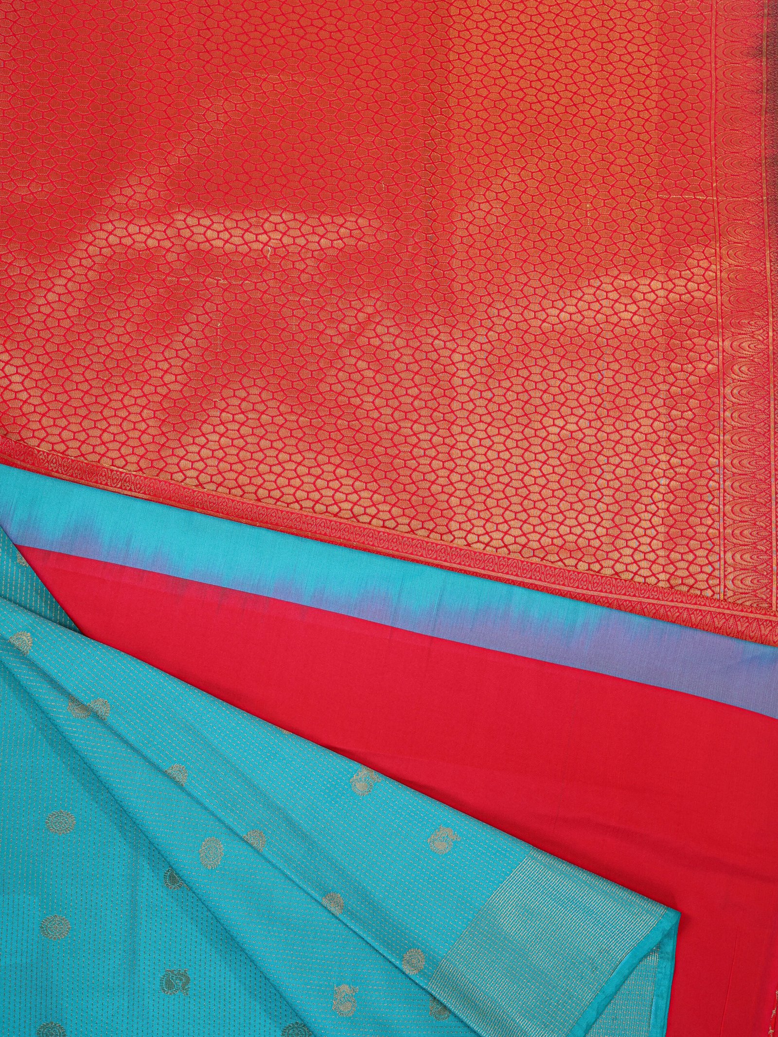 Sky Blue Semi Silk Saree - Image 3