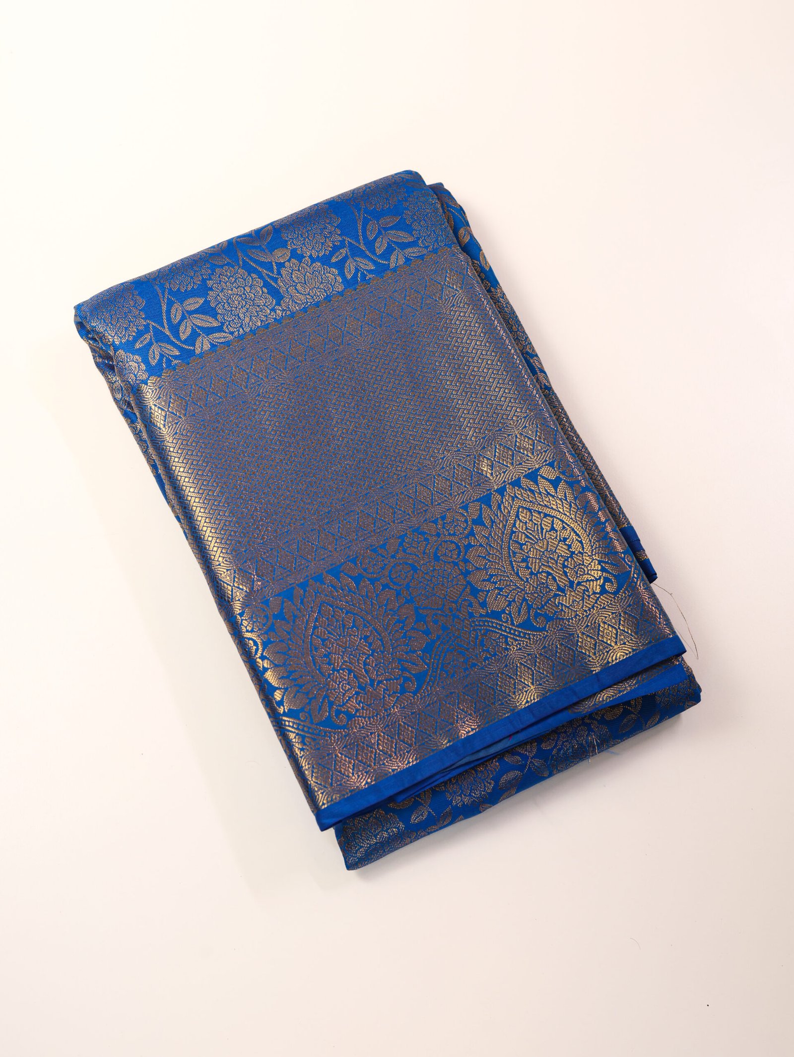 Royal Blue Semi Silk Brocade Saree