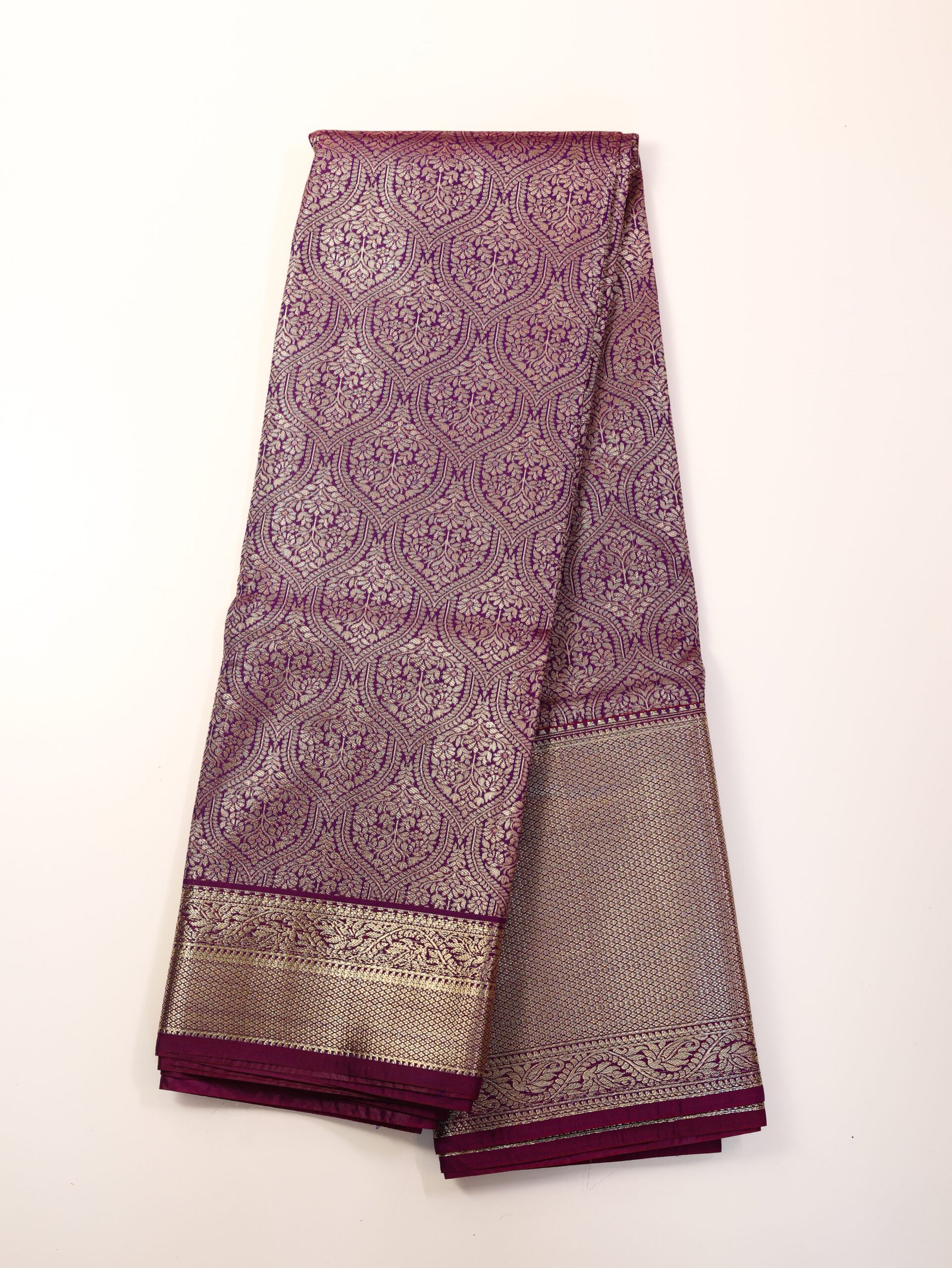 Magenta Semi Silk Brocade Saree - Image 2