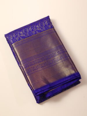 Royal Blue Semi Silk Brocade Saree
