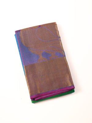 Dual Tone Purple & Copper Pure Kanchipuram Saree