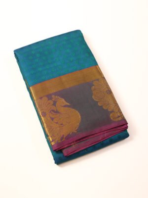Teal Blue Pure Kanchipuram Saree