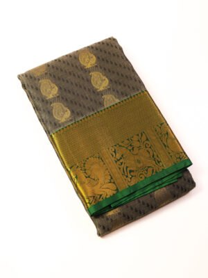 Ash Grey Pure Kanchipuram Silk Saree