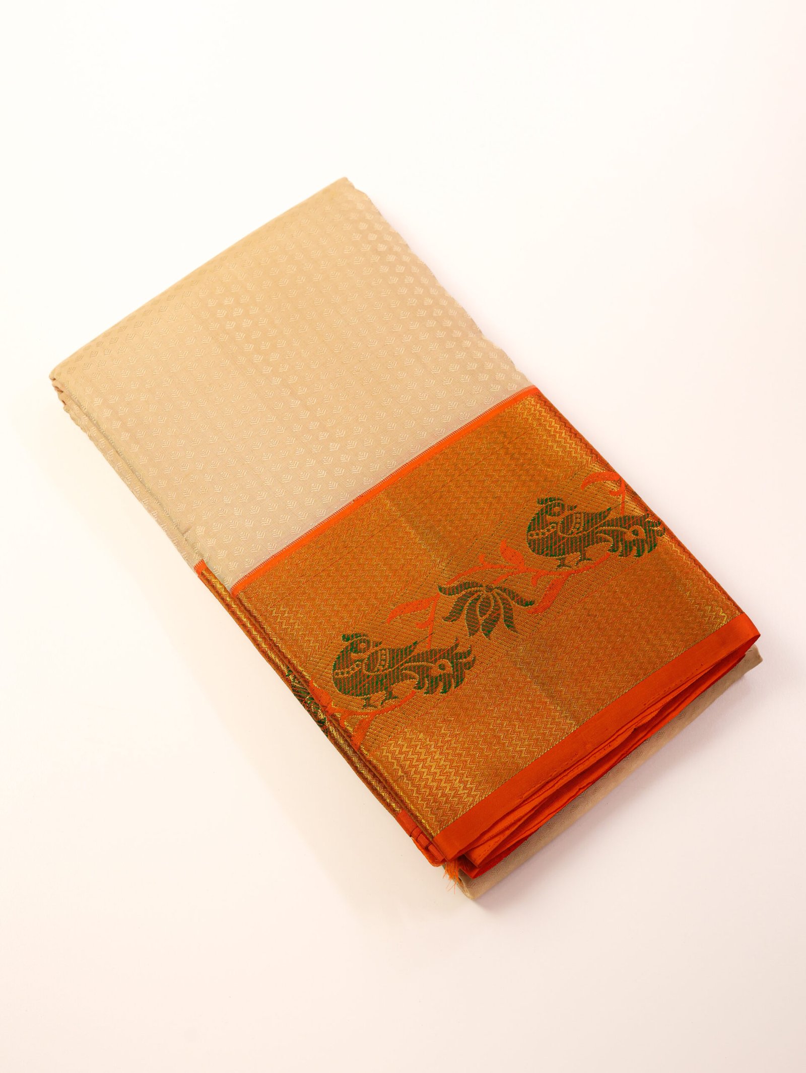 Ivory Cream Pure Kanchipuram Silk Saree