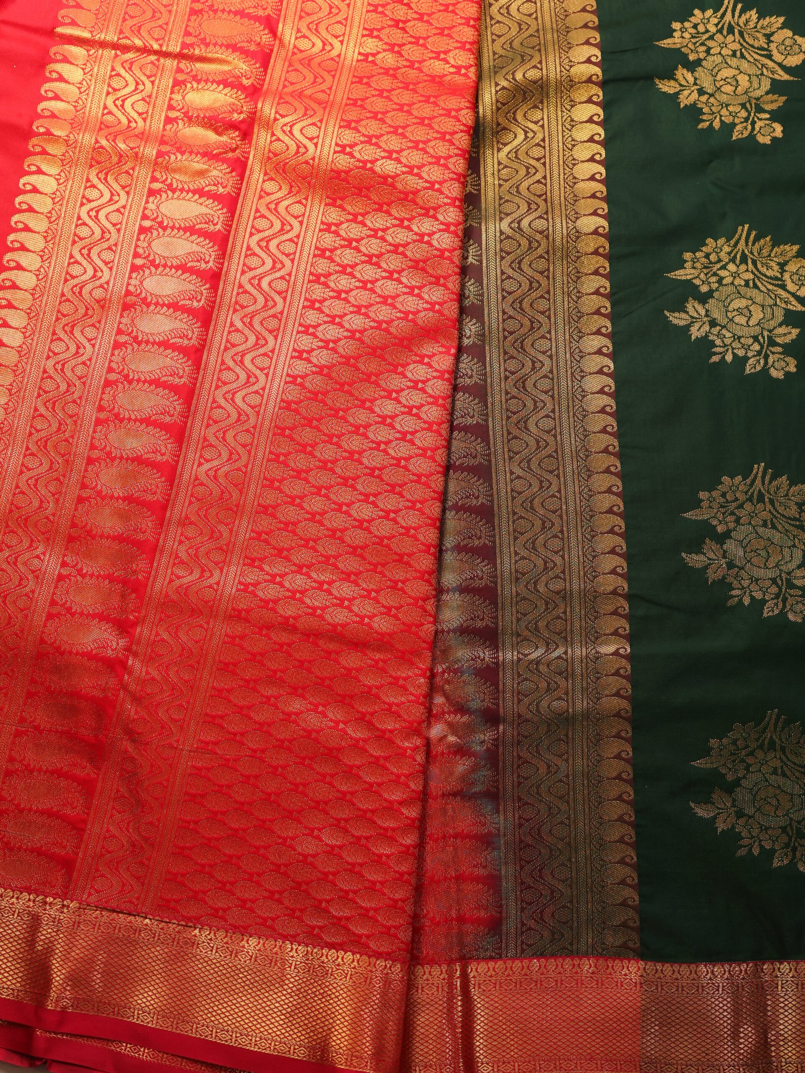 Bottle Green Semi Silk Saree - Image 2