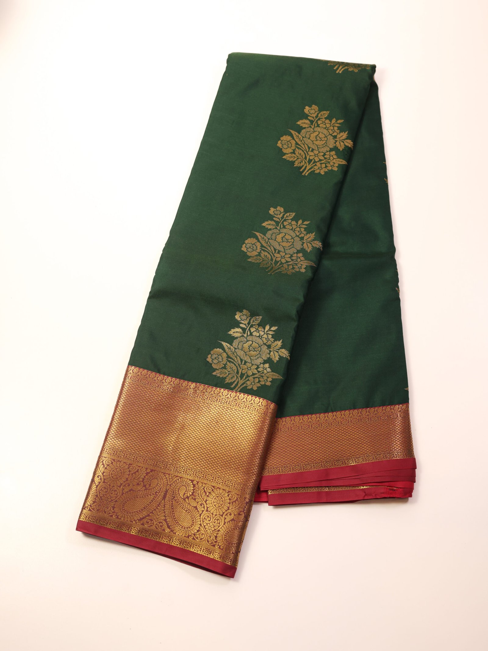 Bottle Green Semi Silk Saree - Image 3
