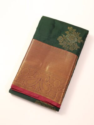 Bottle Green Semi Silk Saree