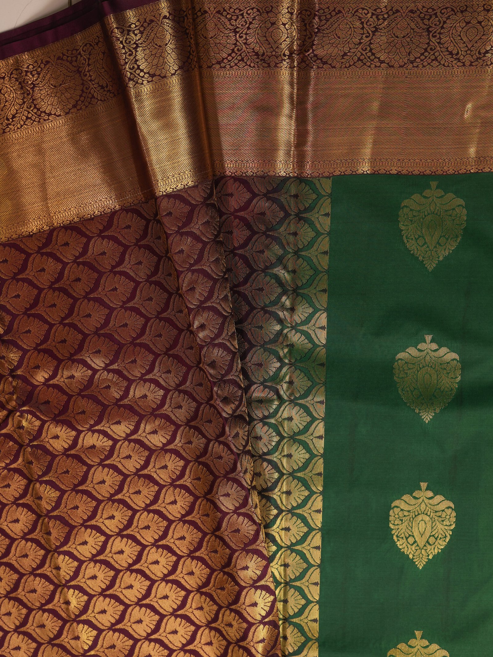 Emerald Green Semi Silk Saree - Image 2