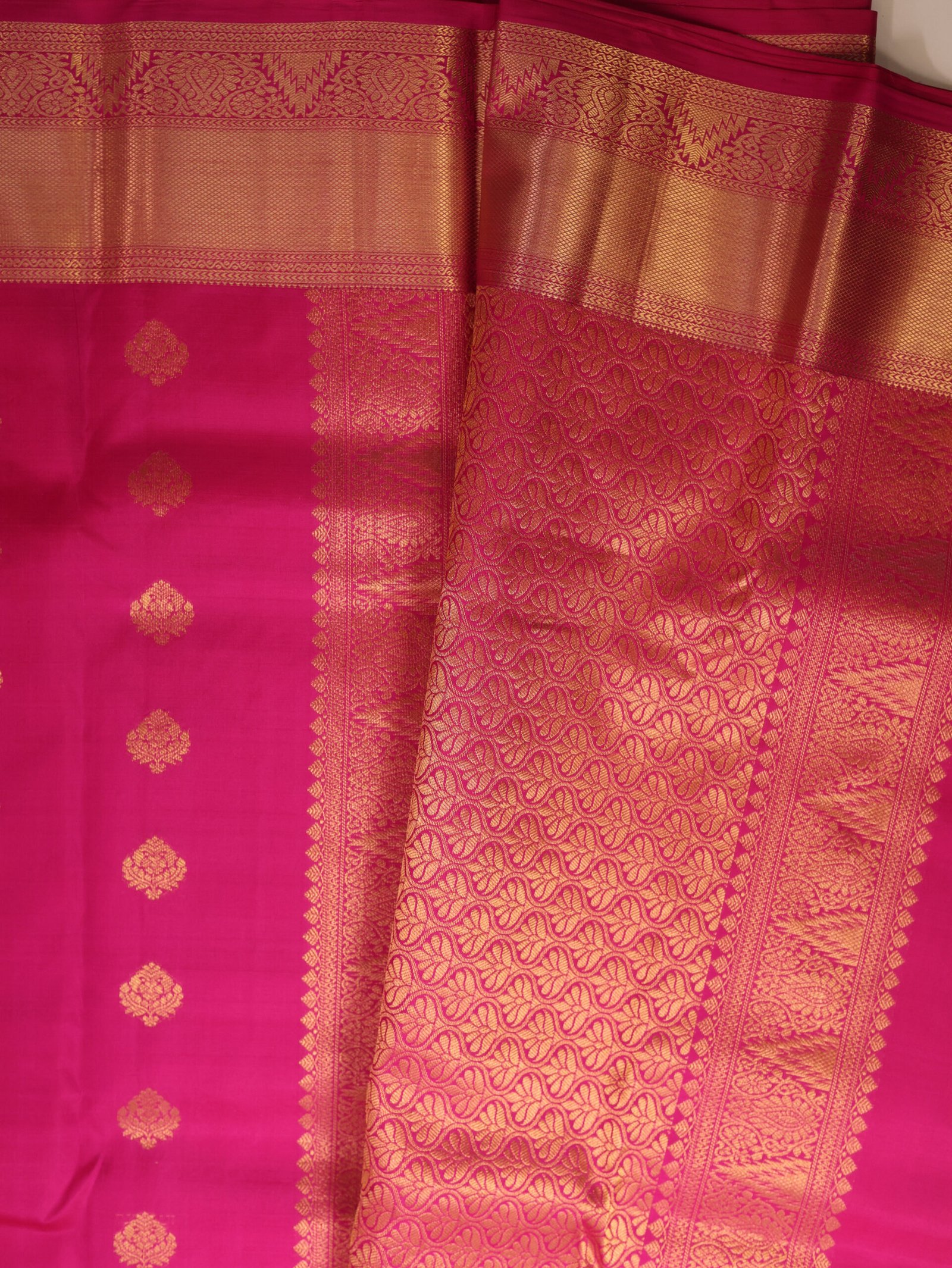 Hot Pink Pure Kanchipuram Silk Saree - Image 2