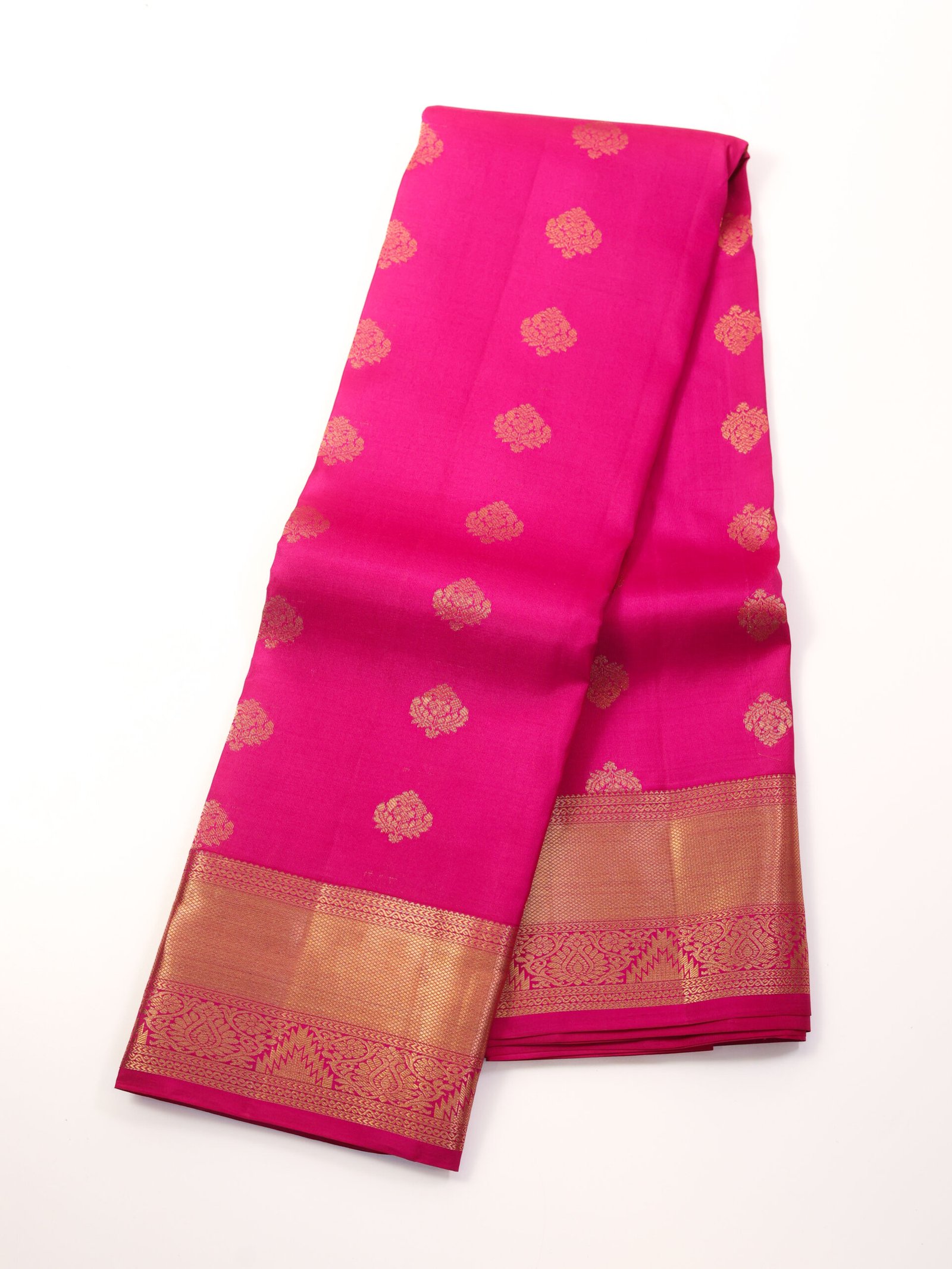 Hot Pink Pure Kanchipuram Silk Saree - Image 3