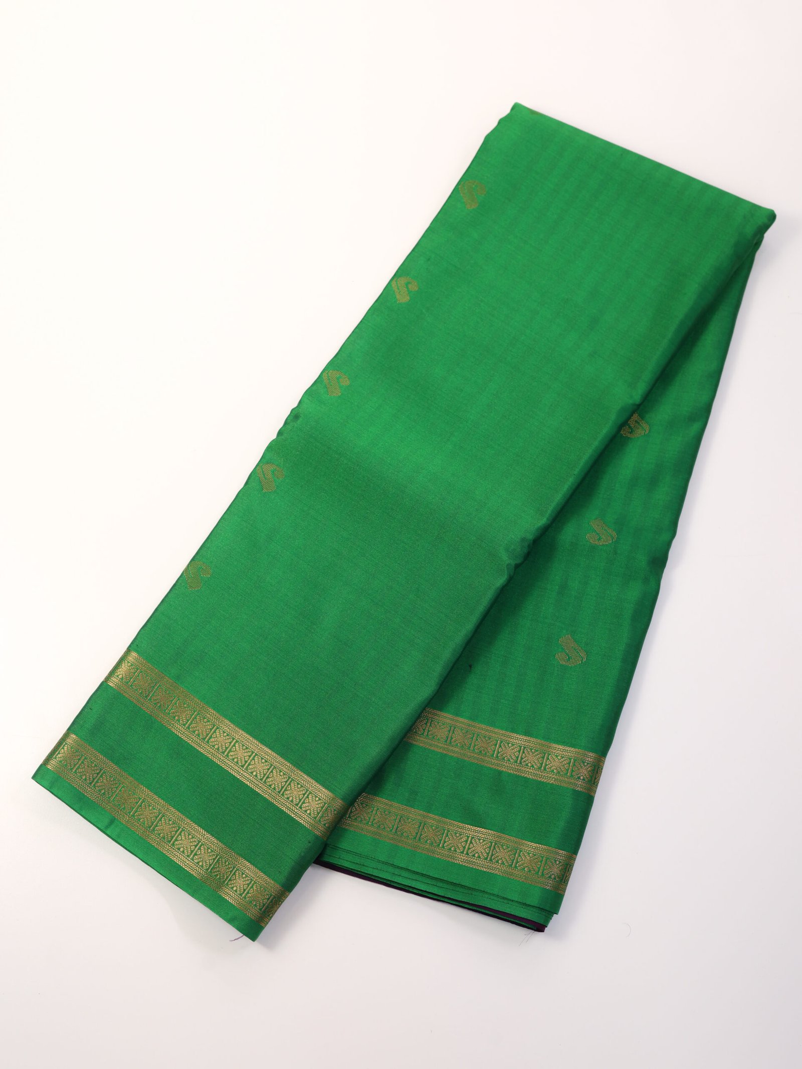 Leaf Green Semi Silk Saree - Image 3