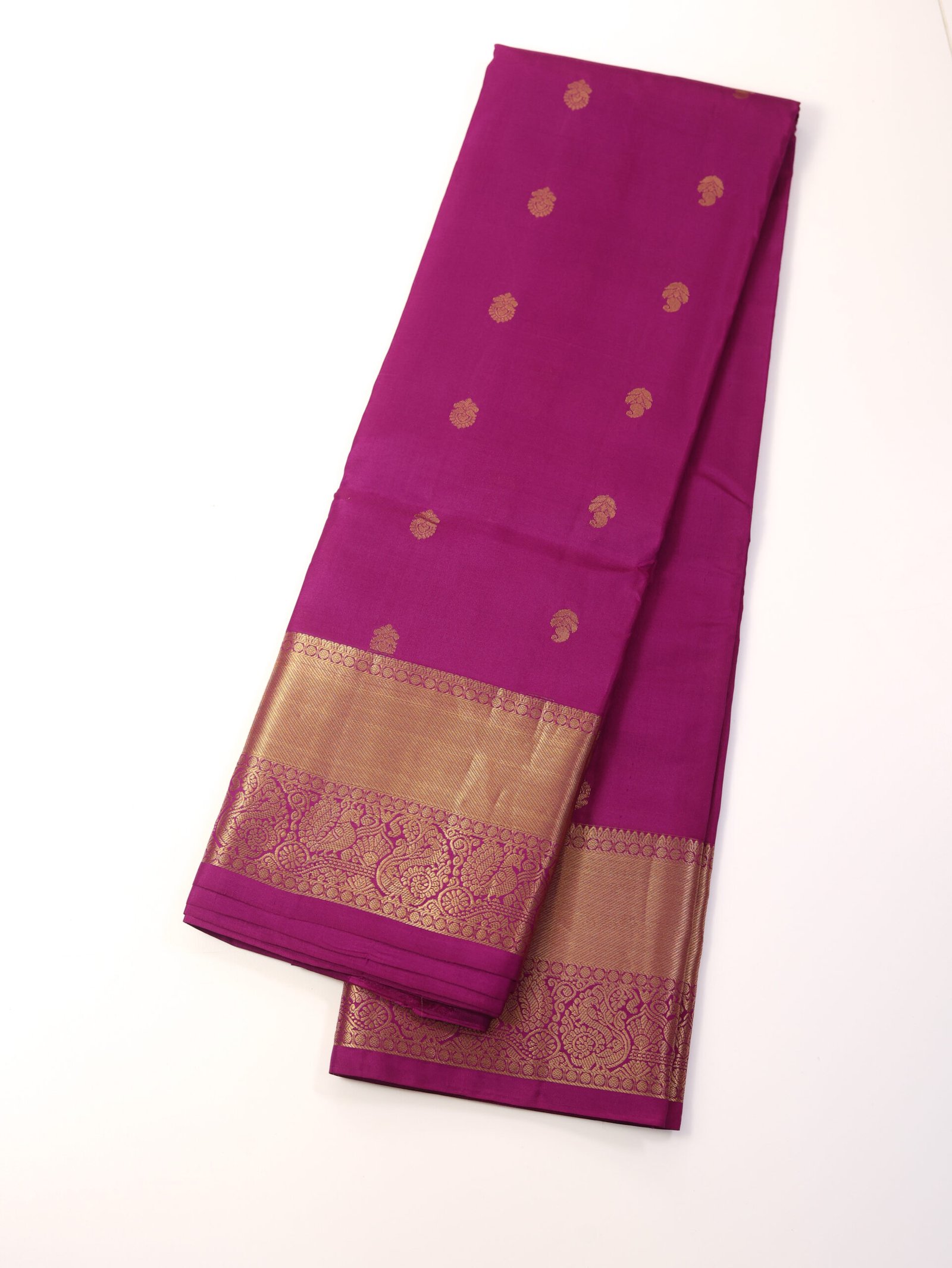 Magenta Purple Pure Kanchipuram Saree - Image 3
