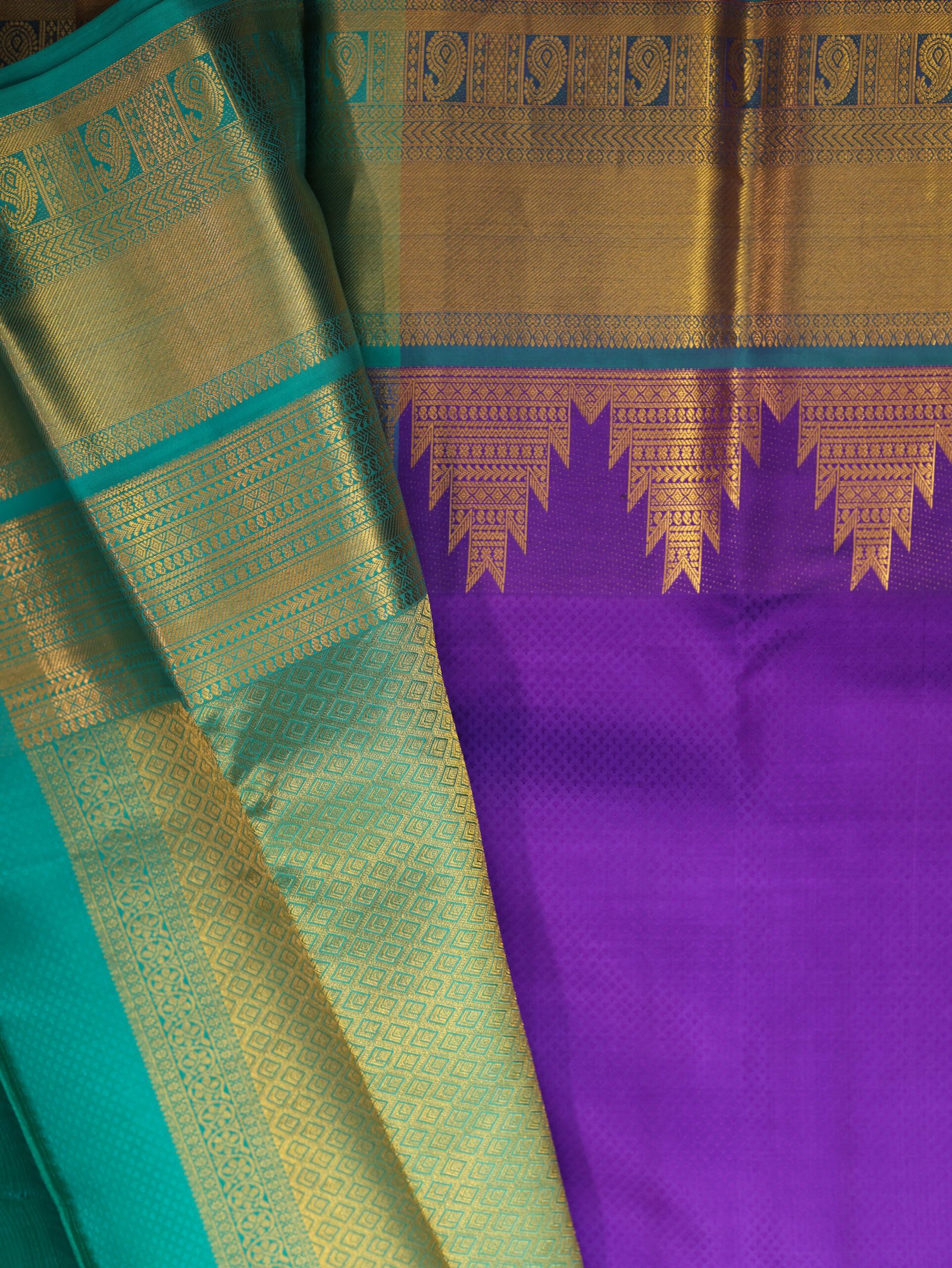 Lavender Purple Pure Kanchipuram Saree - Image 2