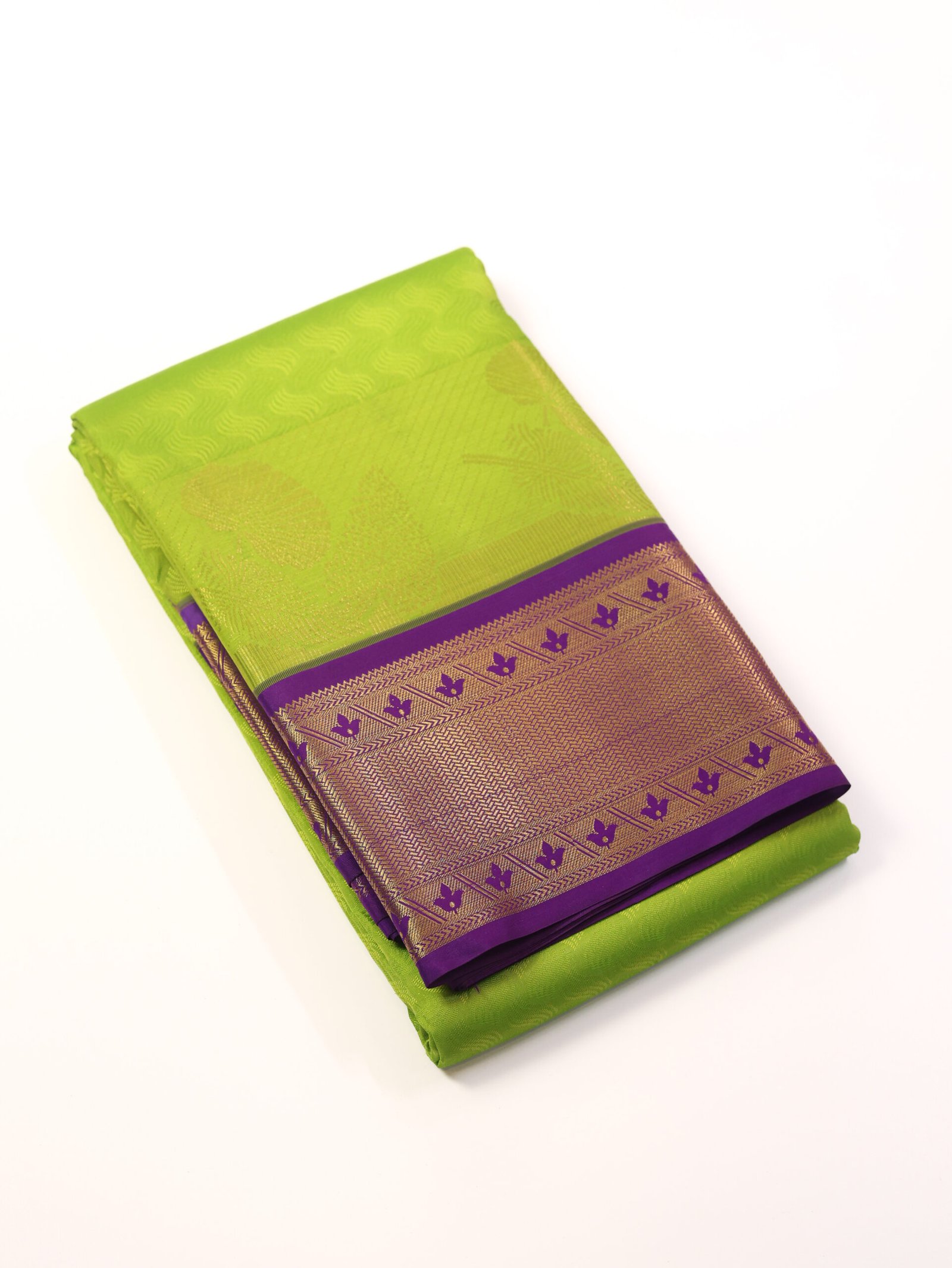 Parrot Green Pure Kanchipuram Saree