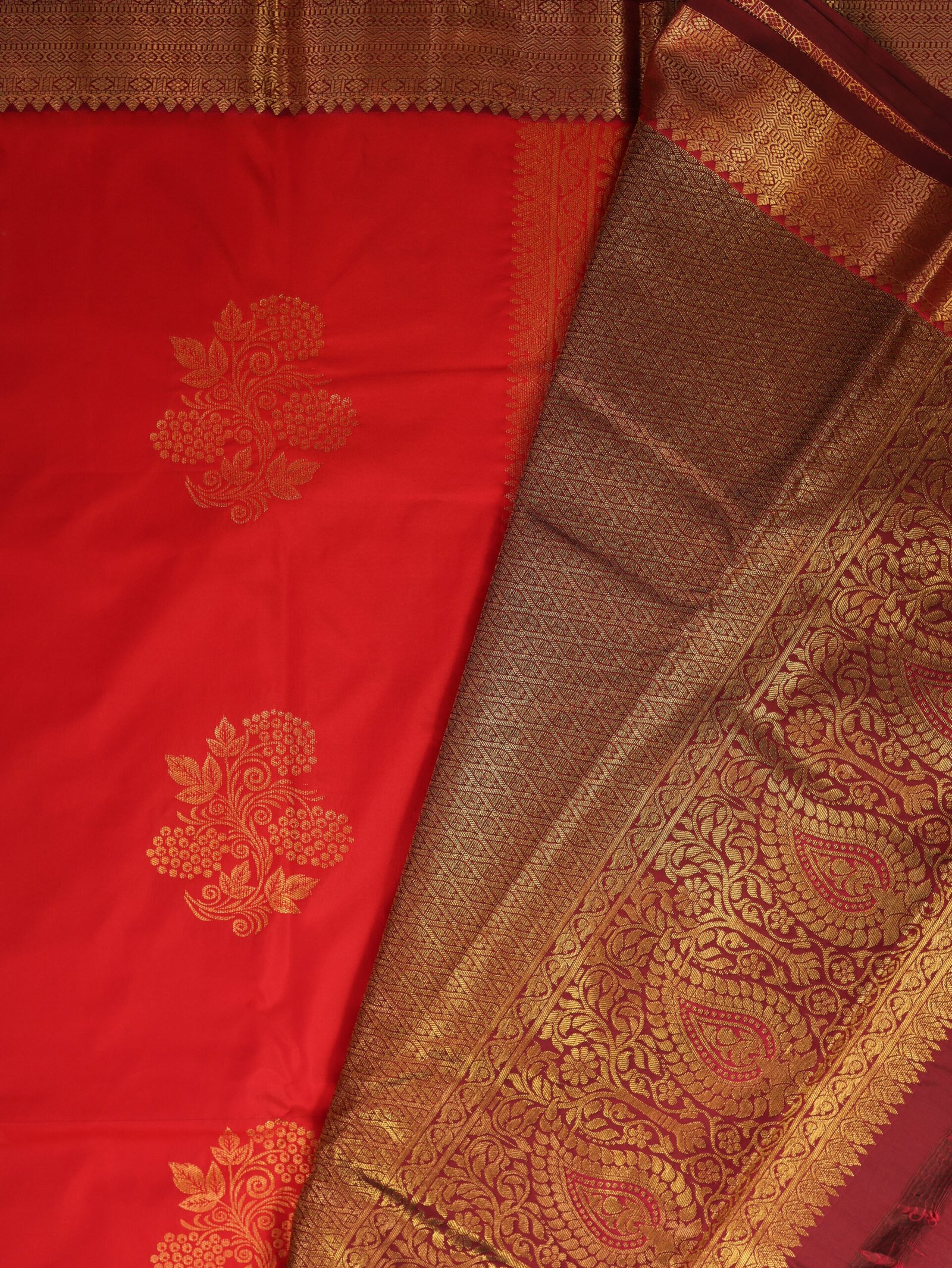 Reddish Orange Semi Silk Saree - Image 2