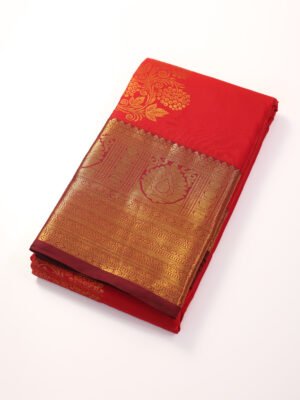 Reddish Orange Semi Silk Saree