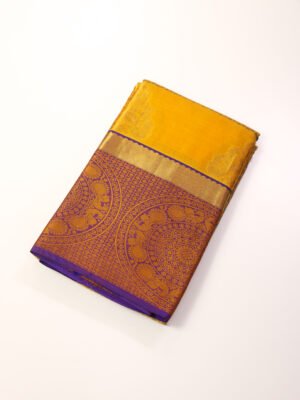 Mustard Yellow Pure Kanchipuram Saree
