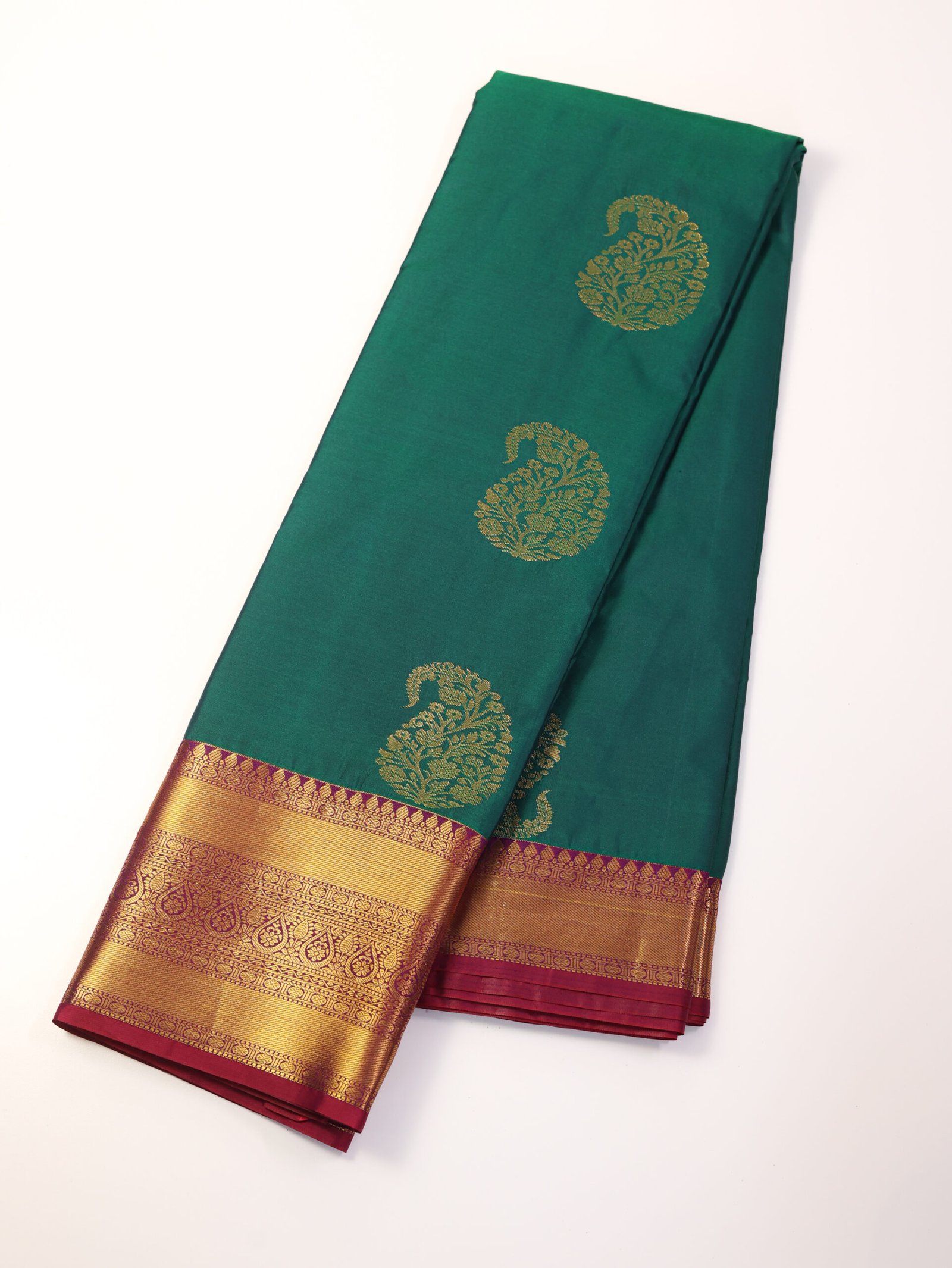 Emerald Green Semi Silk Saree - Image 3