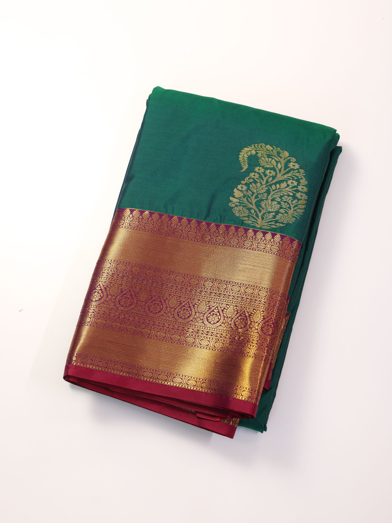 Emerald Green Semi Silk Saree