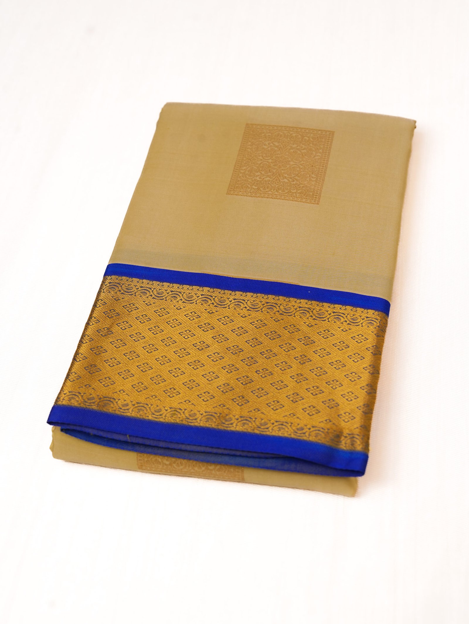 Cream Pure Kanchipuram Silk Saree