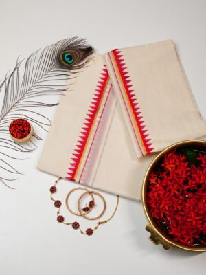 Temple Border Pure Handloom Set Mundu