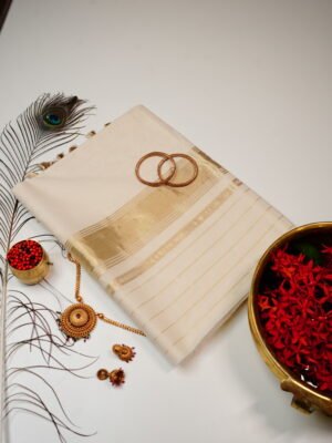Ivory Golden Kasavu Pure Handloom Kerala Set Mundu