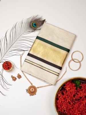 Golden Kasavu Pure Handloom Set Saree
